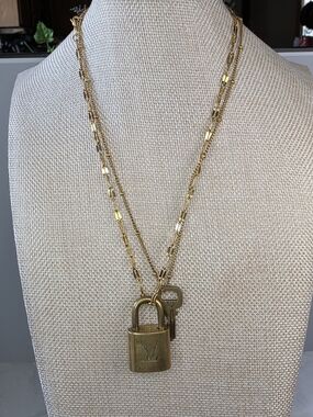 Louis Vuitton Lock & Key Necklace Set on Unbranded Layered Chains